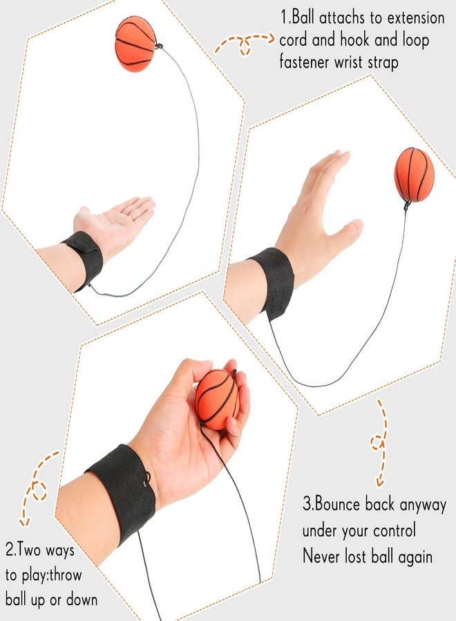 Skylety Wrist Return Ball Wrist Band Ball 2.48 Inch Rubber Rebound Sports Bouncy Basketball Baseball Soccer Wristband Toys for Exercise Sports and Children or Adults for Fun(10 Pieces) - Image 5